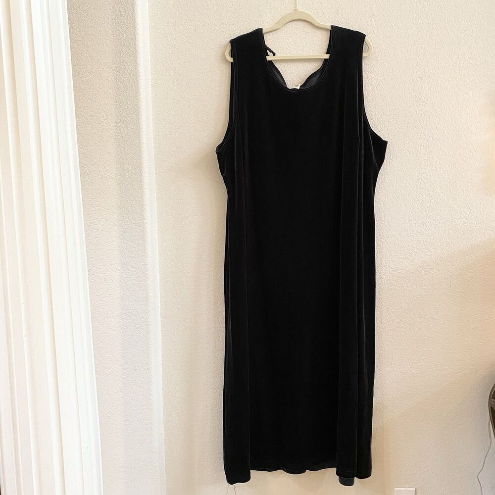 VTG 90s Ronni Nicole Velvet Velour Maxi Dress Stretch Sleeveless Green‎ Sz 33W